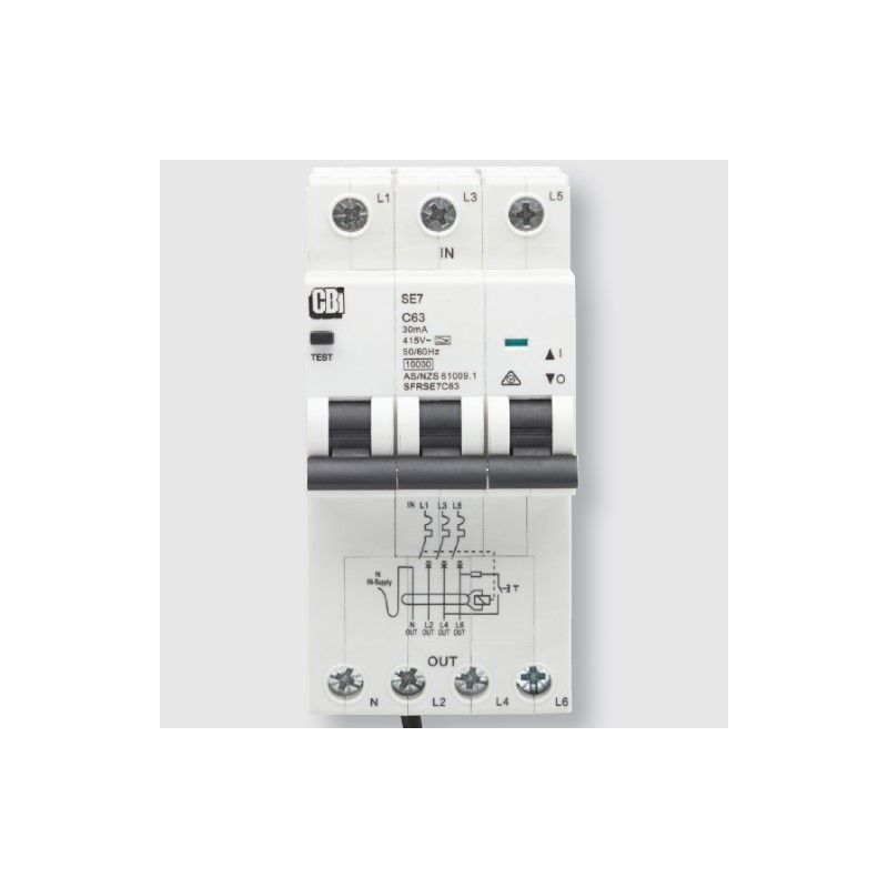 Combo RCD Circuit Breaker RCBO 3P N 32A 415V AC 10 KA MM Electrical