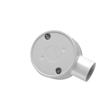 Conduit J-Box 1 Way Round Shallow PVC Grey
