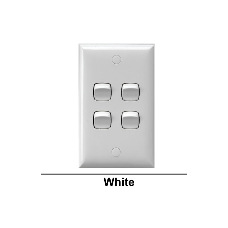HPM Switch Flush Mount Rocker Standard 4 Gang 10A 240V 1