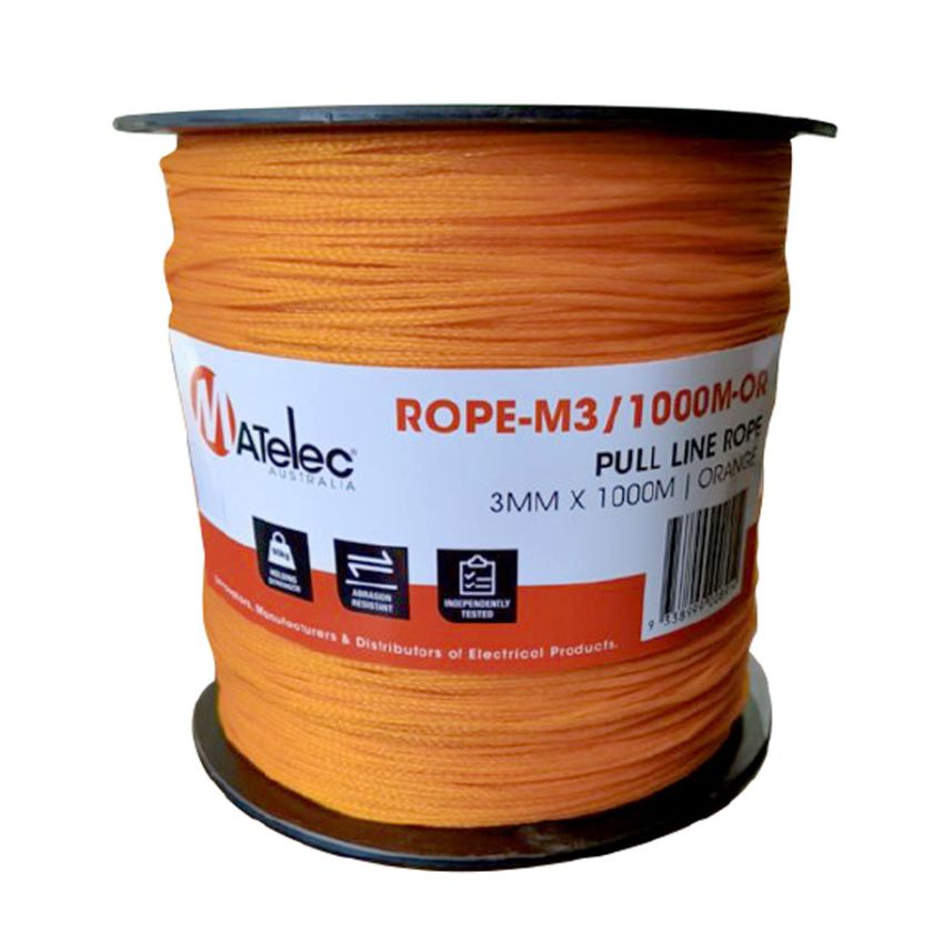 Pull Line Rope 3mm 1000M Orange - MM Electrical Merchandising