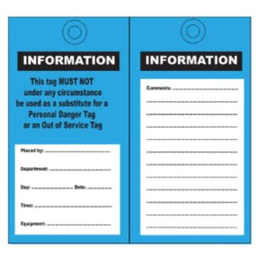 Cirlock Lockout Tag 140mm x 75mm INFORMATION Blue 5 Pack Durable