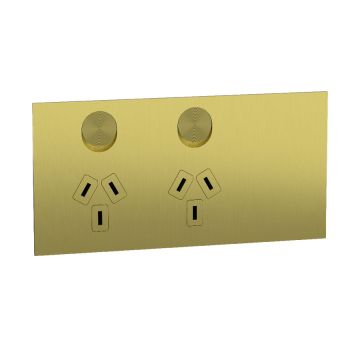 Twin Switched Socket 2G 10A 230-240V Brushed Brass