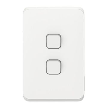 Iconic Switch Flush Std 2G 10A/AX 250V 1P Vert V/White