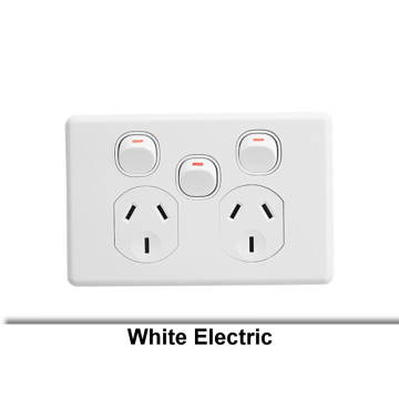 Clipsal GPO Standard 2G w/ Extra Switch 10A 250V White