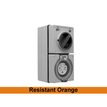 Clipsal 56 Series Switch Socket Outlet Surface Mounting Weatherproof 1Ph 20A 250V 3 Pin Round Resistant Orange IP66 