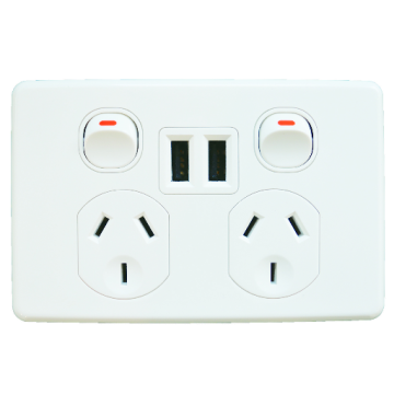 GPO Switched Socket Outlet Flush 2G 10A 240V White