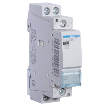 Hager DIN Contactor 2 Pole 8.5A AC3 25A AC1 230V 2NC DIN Rail Mount