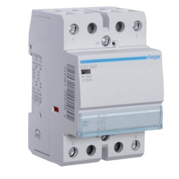 Hager DIN Contactor 2 Pole 25A AC3 40A AC1 230V 2NO DIN Rail Mount
