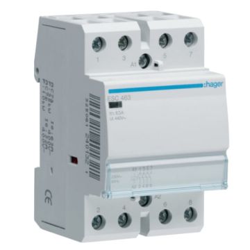Hager DIN Contactor 4 Pole 32A AC3 63A AC1 230V 4NO DIN Rail Mount