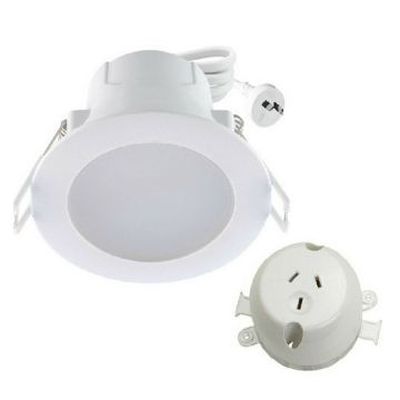 LED D/L 9W Tri-CCT 3/4/6.5K 100deg 90mm Wht w/Plug Base