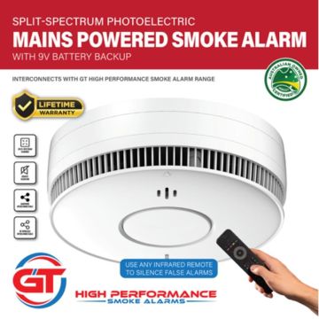 240v  Photoelectric smoke alarm 9v backup