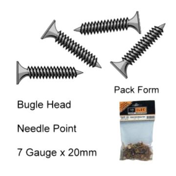 Repelec Self Drilling Screw 7Gx20mm Bugle Phillips Needle Point Zinc Passivated Yellow