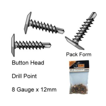 Repelec Self Drilling Screw 8Gx12mm Button Phillips Drill Point Zinc Passivated Yellow