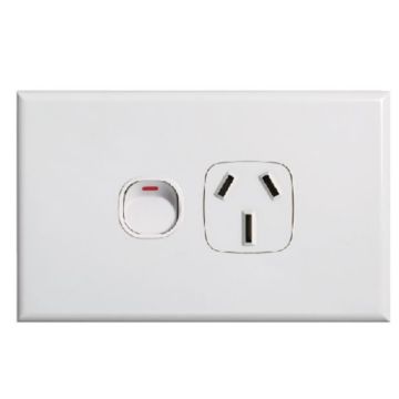 Tradesave Single Power Point Flush Mount Slim 10A 240V Horizontal Bright White