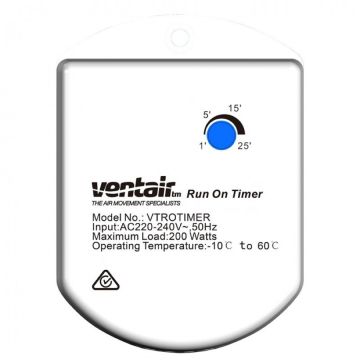 Ventair Run On Adjustable Timer 1-25min For Exhaust Fans