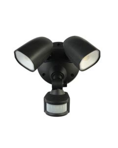 LED F/Light w/Sensor Twin 2x10W CW 4.2K PC IP54 Blk
