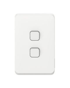 Iconic Switch Flush Std 2G 10A/AX 250V 1P Vert V/White