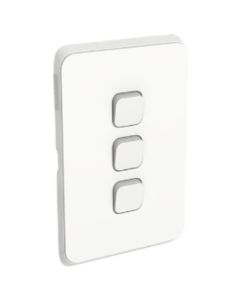 Iconic Switch Flush Std 3G 10A/AX 250V 1P Vert V/White
