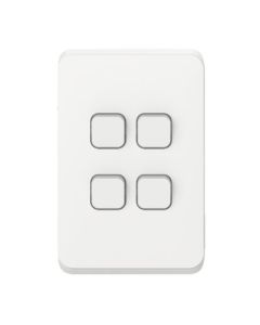 Iconic Switch Flush Std 4G 10A/AX 250V 1P Vert V/White
