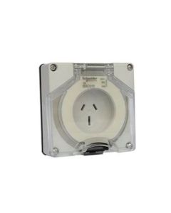 Socket Outlet Less Encl 1PH 15A 250V 3 Pin Flat Grey