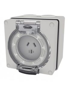 Heavy Duty Socket 250V 10A 3Pin Flat Grey