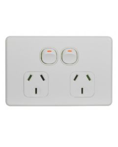 GPO Switched Outlet Slim Screw Flush 2G 10A 250V White