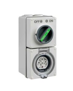 Switch Outlet Surface W/P 3PH 20A 500V 5 Pin Rnd Grey