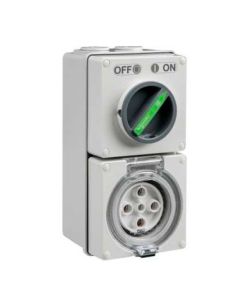 Switch Outlet Surface W/P 3Ph 32A 500V 5 Pin Grey