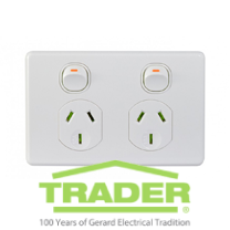GSME GPO Switched Outlet Flush Mount Standard 2 Gang 10A 250V Horizontal White