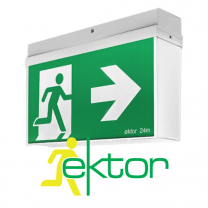 Ektor Emergency Exit Luminaire Basic 3.5/1.4W Mercury Maintained/Non-Maintained Selectable PICTO 24 m IP20/IP65
