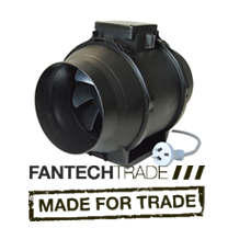FantechTrade In-Line Axial Exhaust Fan 150mm 230 Volt 0.19/0.22 Amp 45dBA Black