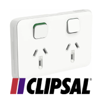 Clipsal Double Power Point Flush Mount 10A 250V 2P+E Horizontal Safety Shutter Vivid White