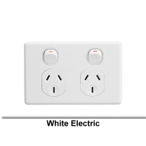 Clipsal Double Power Point Flush Mount Standard 10A 250V Horizontal White
